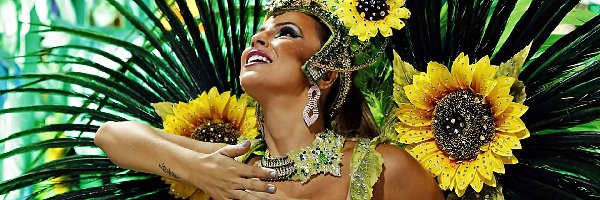 Strój, Piękna, Brazylijka, Karnawałowy, W Rio, Karnawał