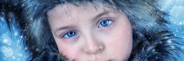 Niebieskie, Kaptur, Oczy, Dziecko