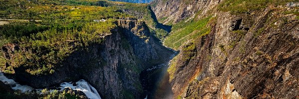 Region Hordaland, Wodospad Voringsfossen, Skały, Norwegia, Rzeka, Góry