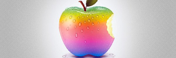 Krople, Jabłko, Tęczowe, Wody, Apple, Logo
