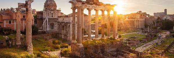 Włochy, Ruiny, Rzym, Świątynia Saturna, Forum Romanum