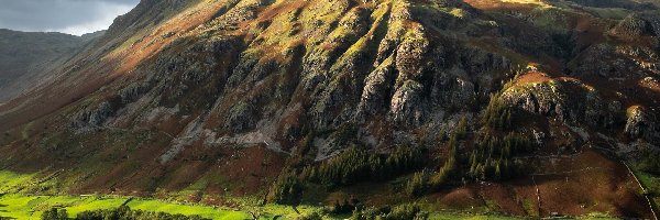 Góry, Great Langdale, Dolina, Anglia, Park Narodowy Lake District