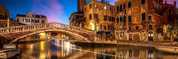 Włochy, Most Rzeka, Wenecja, Domy, Kanał