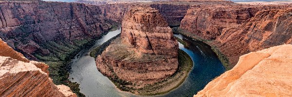 Skały, Rzeka, Stany Zjednoczone, Kanion, Zakole, Meander, Horseshoe Bend, Park Narodowy Glen Canyon, Kolorado River, Arizona