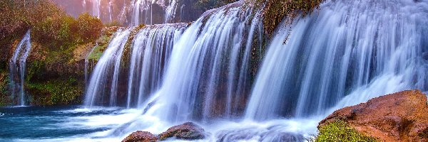 Chiny, Wodospad, Jiulong Waterfalls, Roślinność, Kamienie, Prowincja Junnan, Luoping County