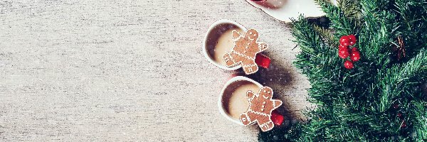 Kawa, Choinka, Ciasteczka, Boże Narodzenie, Szyszki