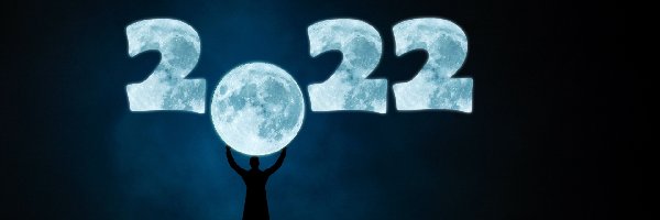 Nowy Rok, Noc, Księżyc, 2022, Drabina, Człowiek