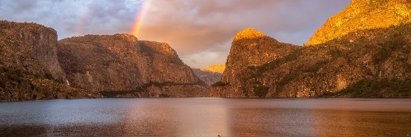 Rzeka, Park Narodowy Yosemite, Dolina, Tęcza, Góry, Stany Zjednoczone, Kalifornia, Hetch Hetchy, Tuolumne River