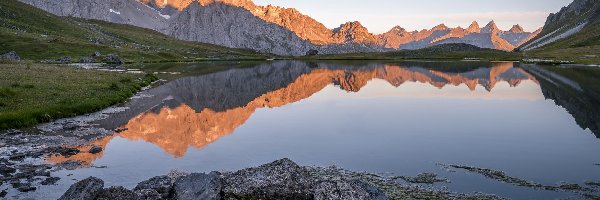 Kamienie, Jezioro, Lac des Cerces, Odbicie, Góry, Francja