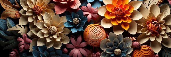 Kwiaty, Grafika 2D, Kolorowe, Rozkwitnięte