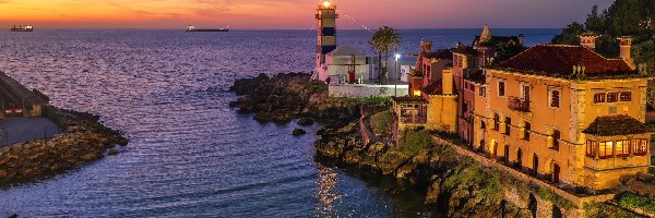 Santa Marta Lighthouse Museum, Zachód słońca, Muzeum, Portugalia, Latarnia morska, Morze