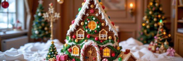 Bombki, Domek, Choinki, Prezenty, Piernik, Boże Narodzenie