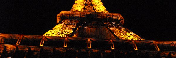 Wieża Eiffla, świetła, noc, Francja