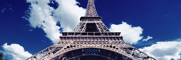 Paryż, Wieża Eiffla, Francja, Chmury