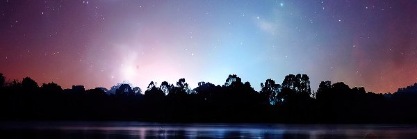 Gwiazdy, Jezioro, Planeta, Noc