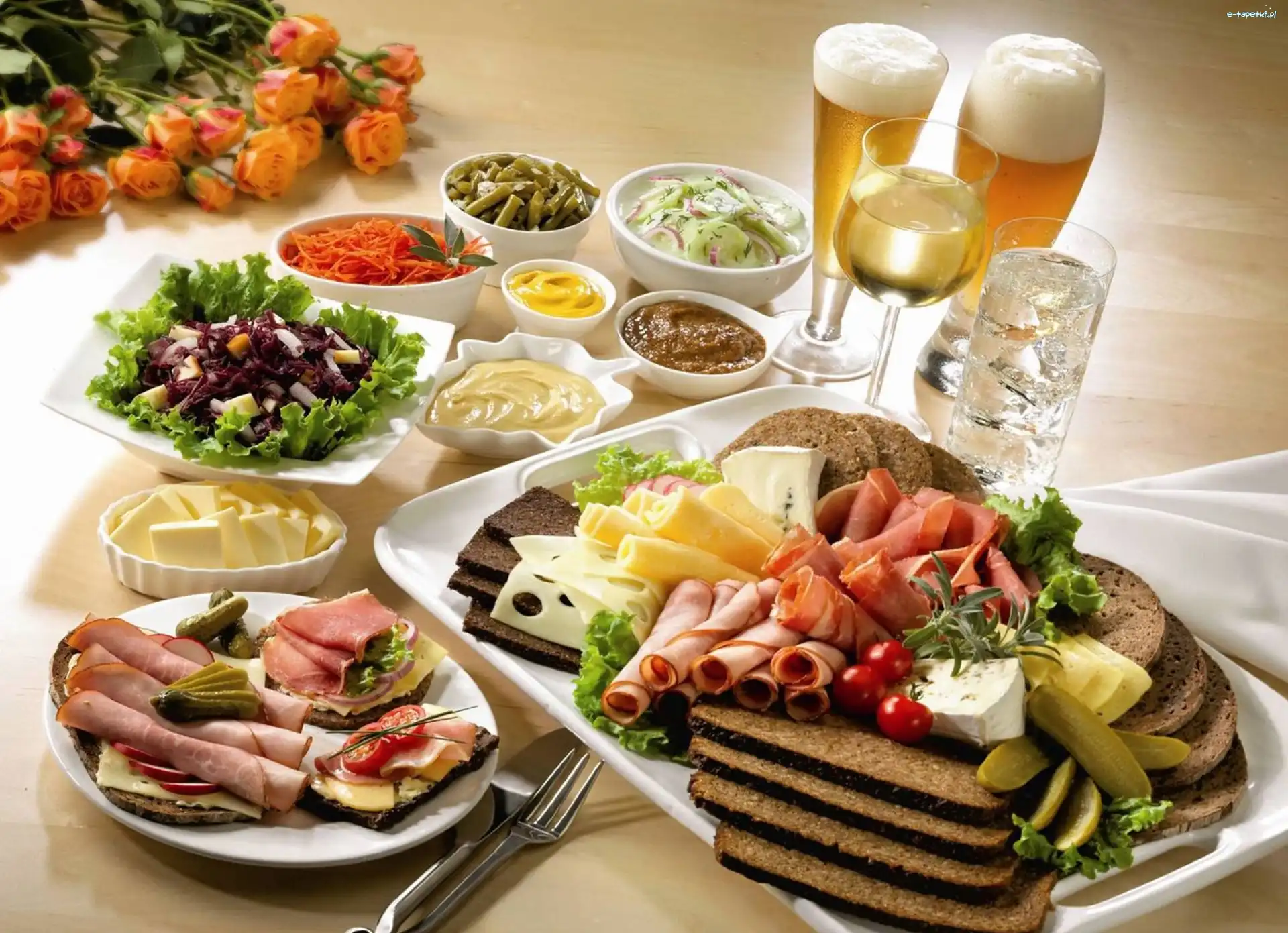 Jedzenie, Kolacja, Piwo, Talerze