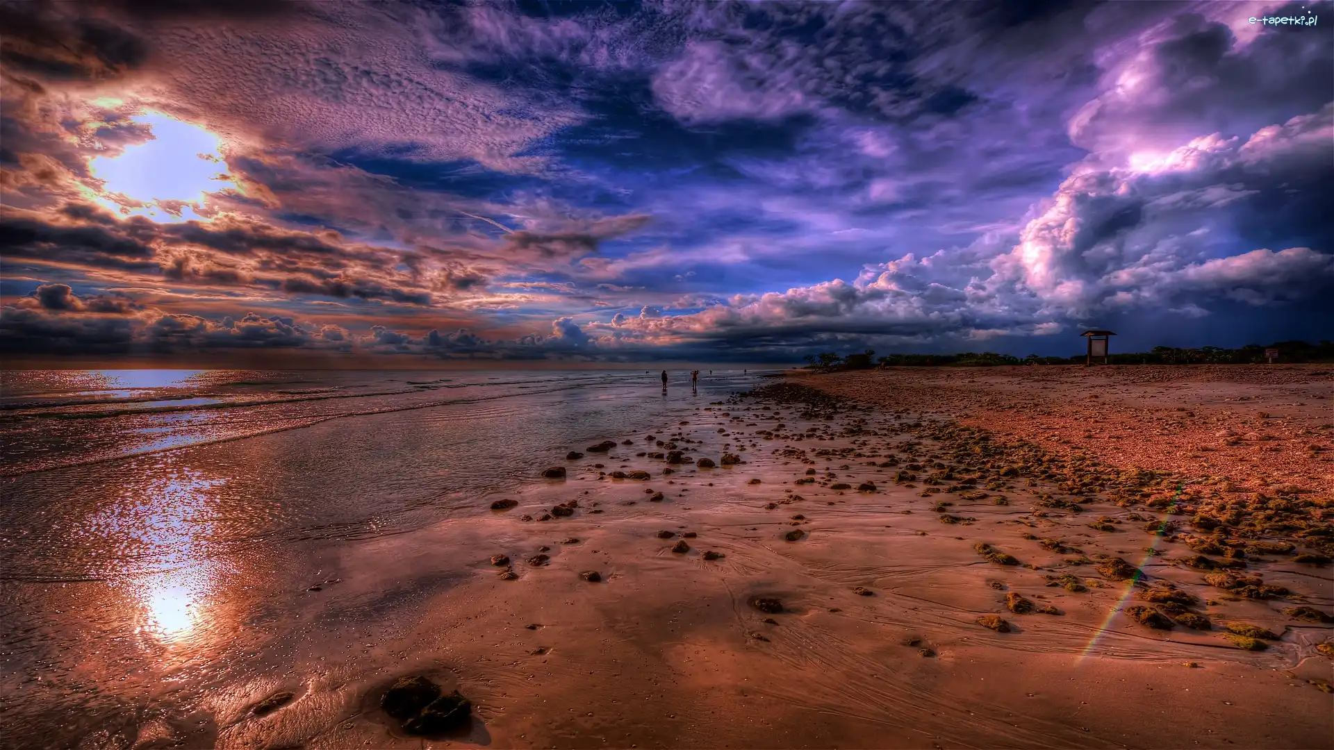 Morze, Plaża, Chmury