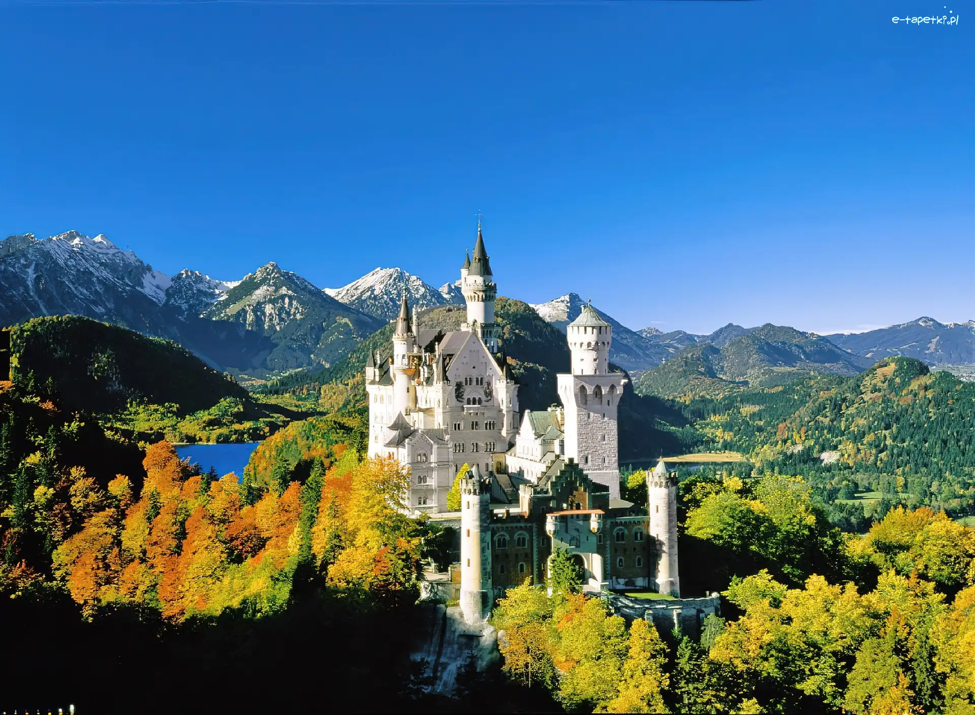 Niemcy, Jesień, Zamek Neuschwanstein, Góry, Lasy