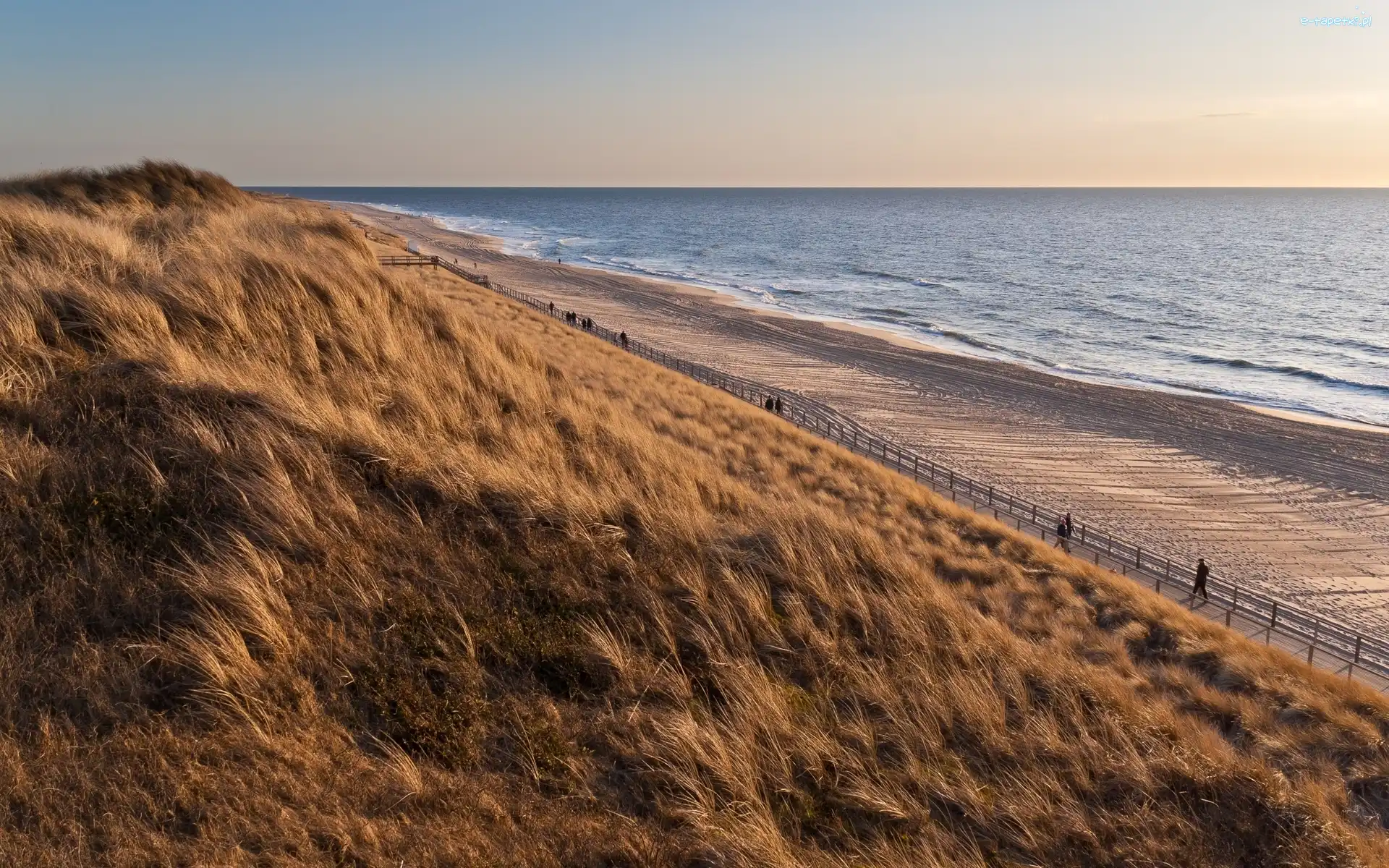 Plaża, Trawa, Deptak, Morze