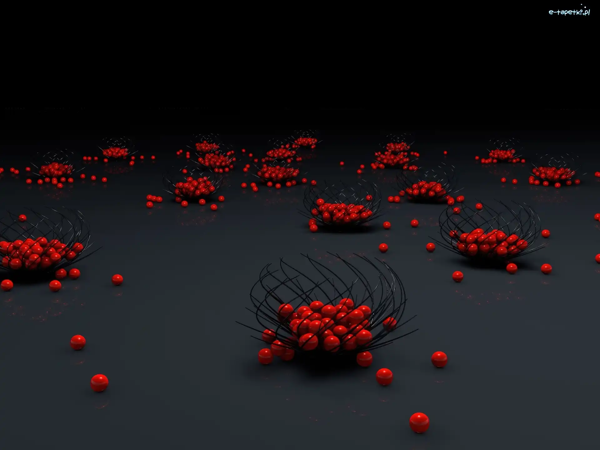 Kulki, Grafika 3D, Koszyk, Czerwone
