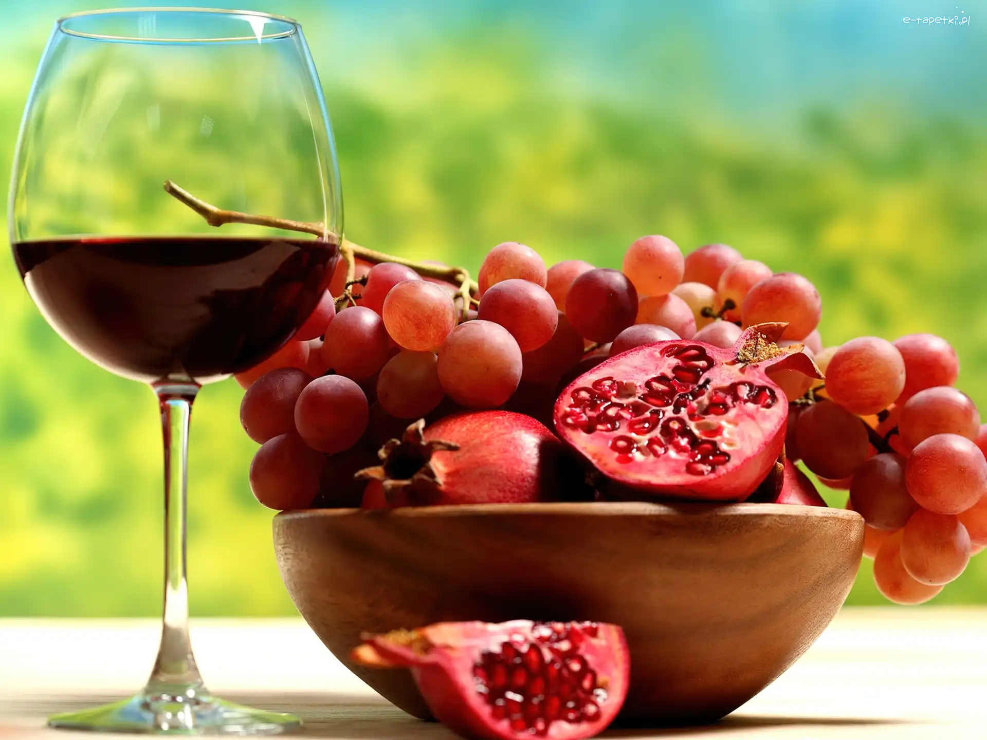 Winogrona, Wino, Kieliszek, Granaty
