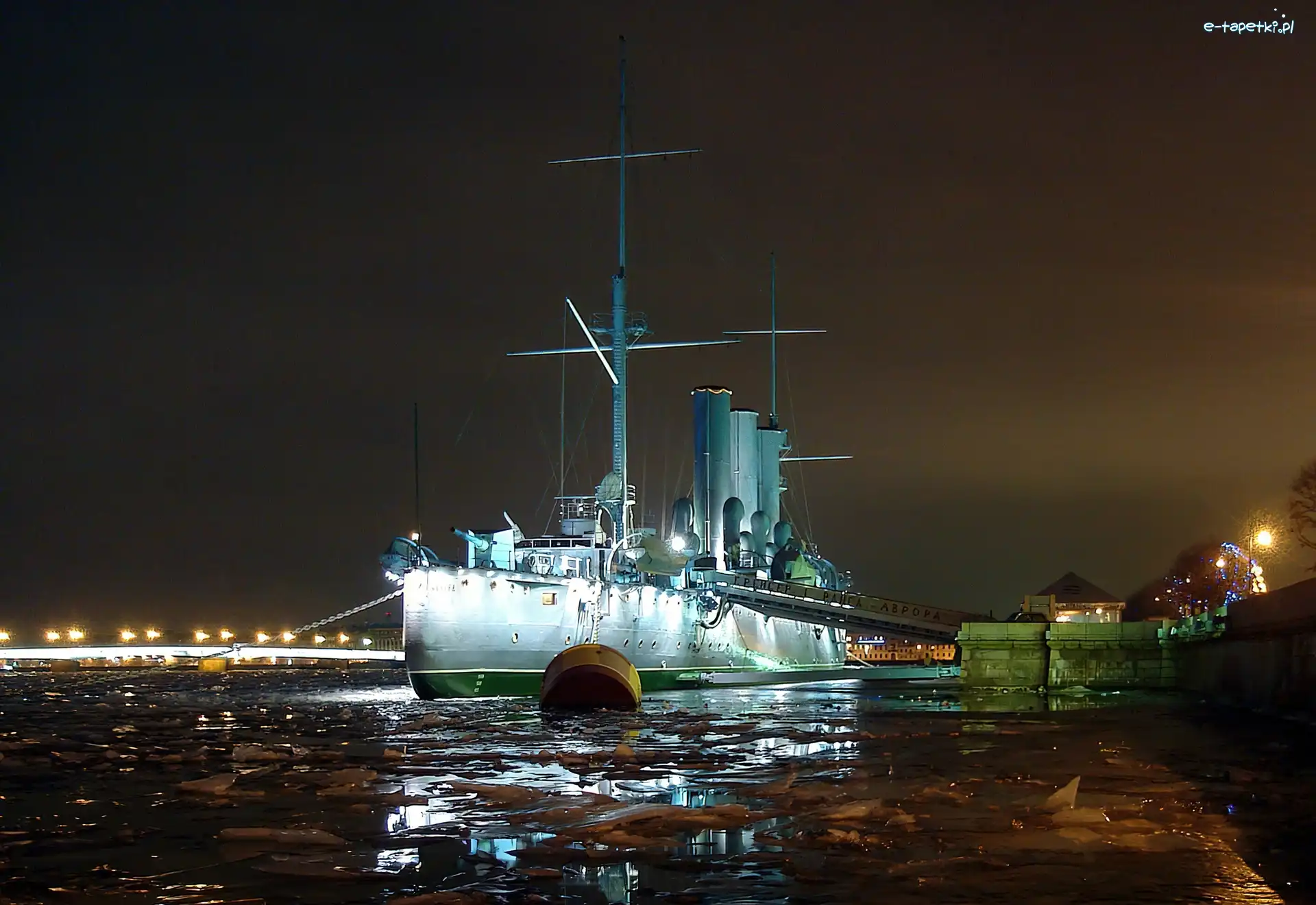 Aurora, Światła, Noc, Okręt