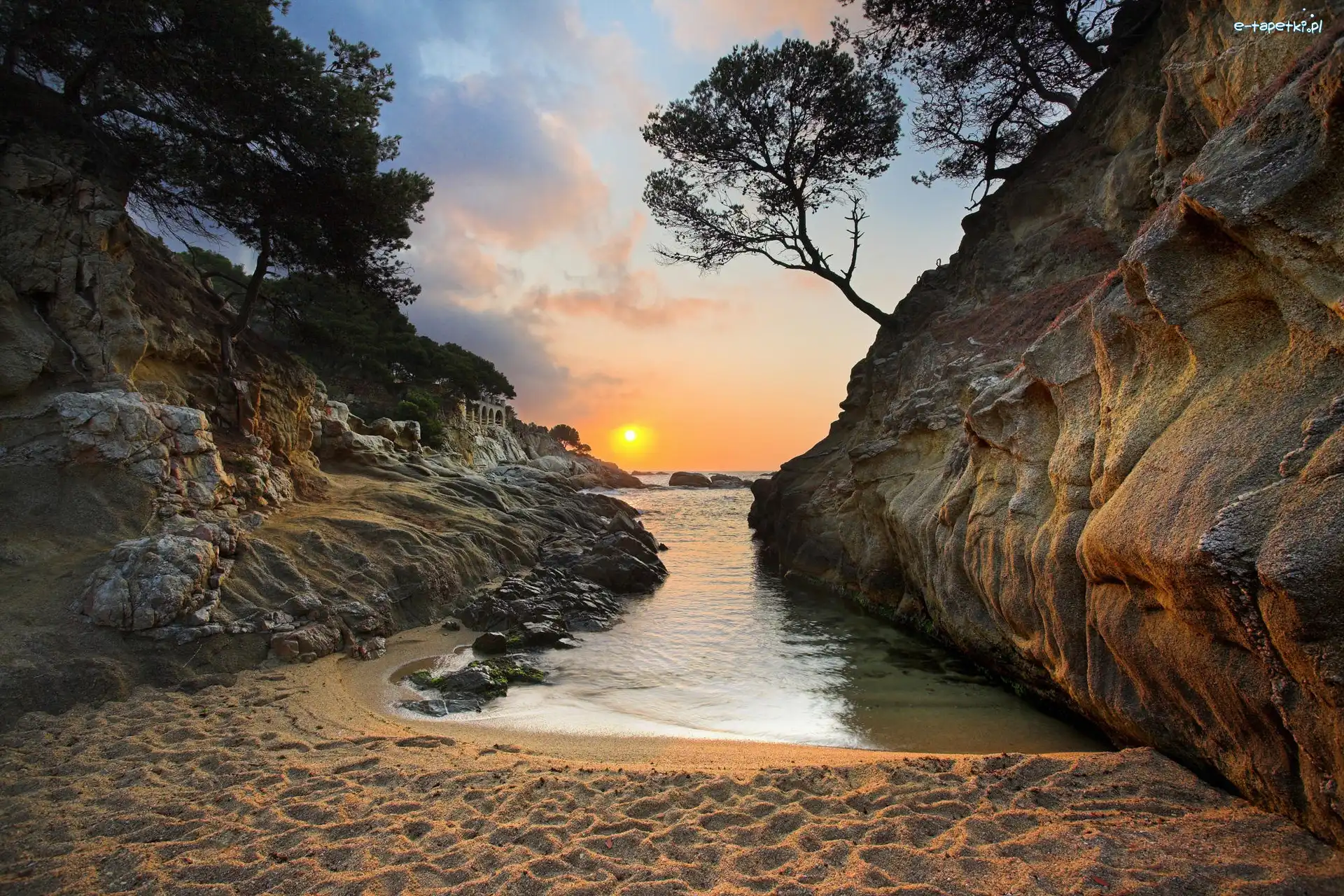Hiszpania, Plaża, Costa Brava, Słońca, Zachód