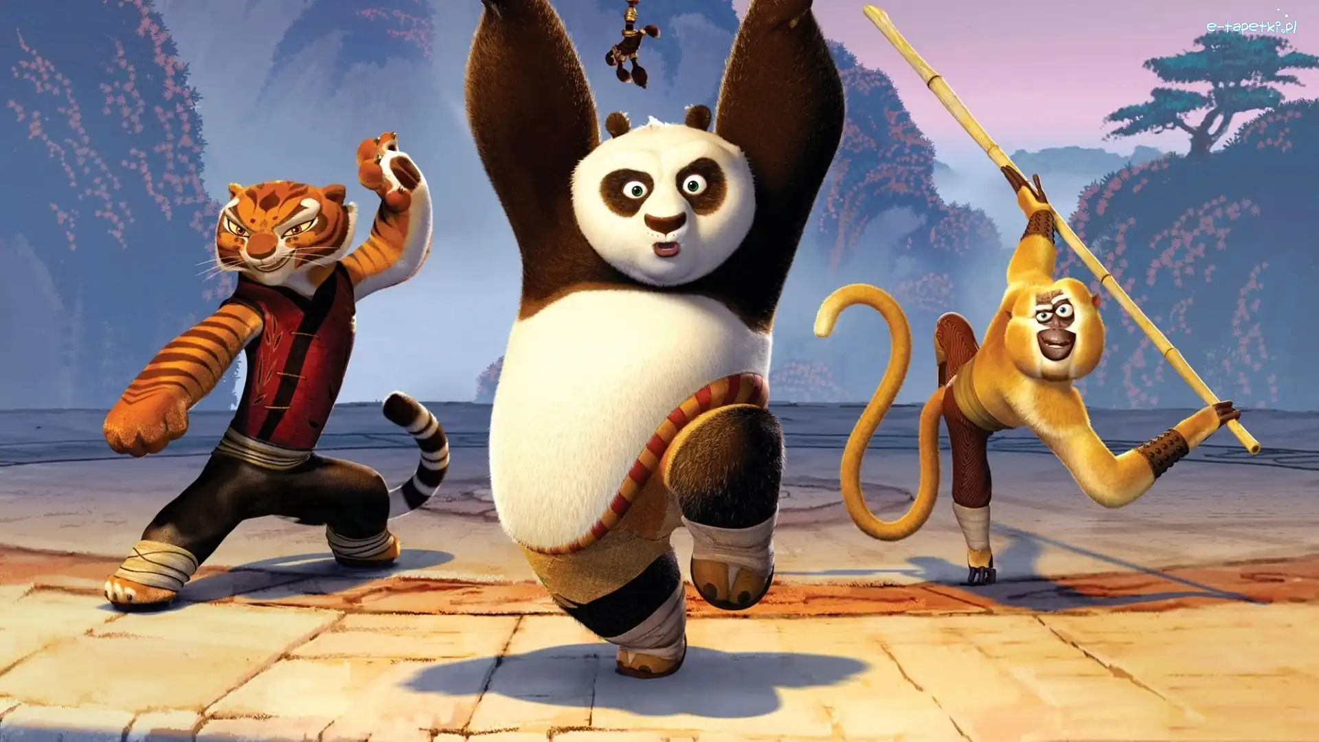 Kung Fu Panda, Panda, Taniec, Małpa, Tygrys