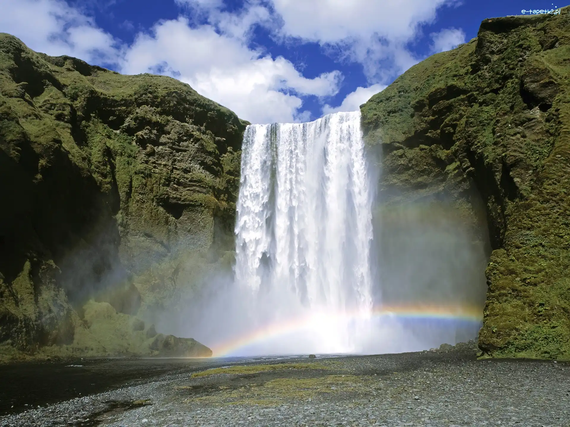 Skogafoss, Tęcza, Islandia, Wodospad