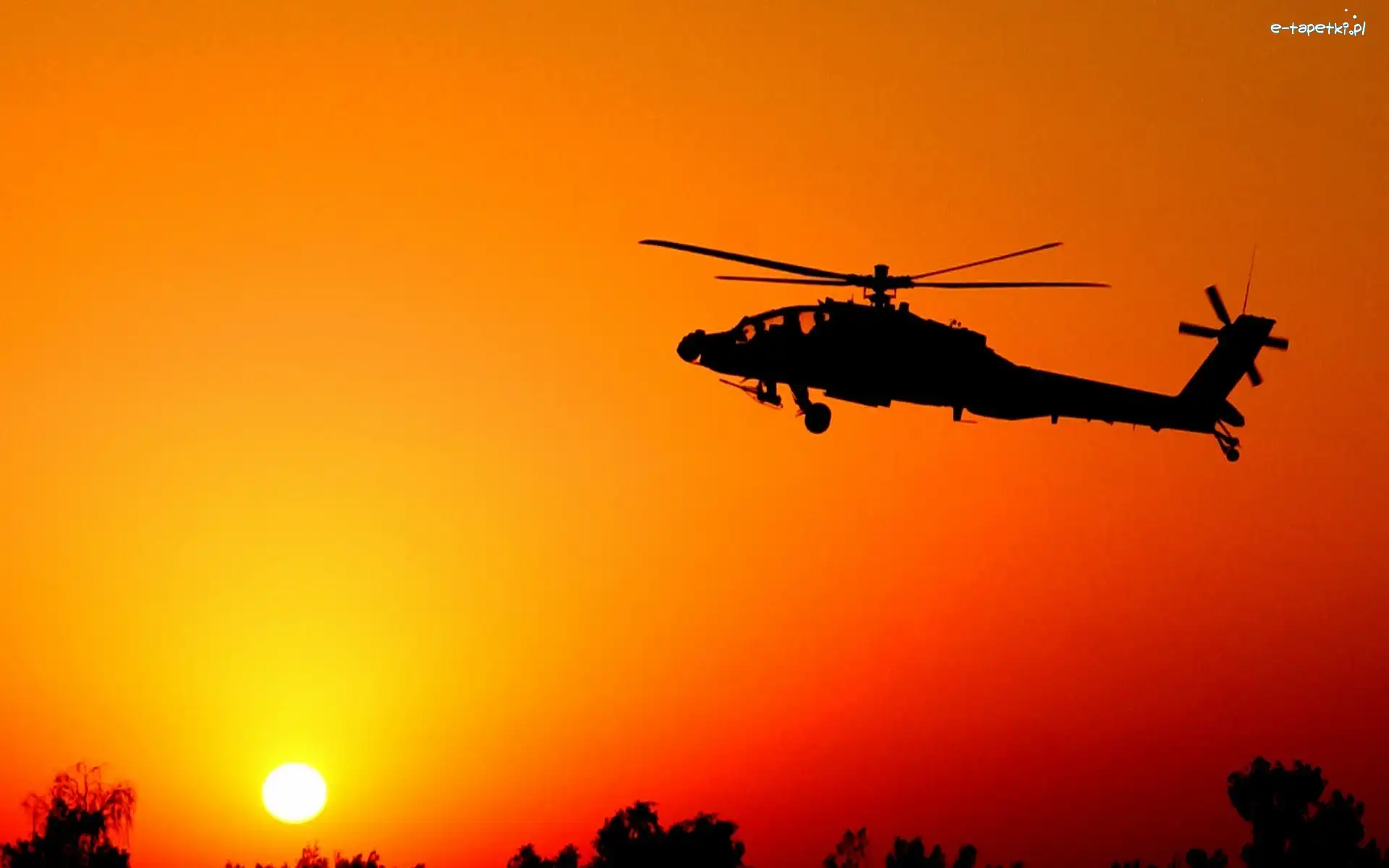 Helikopter, Słońca, Zachód