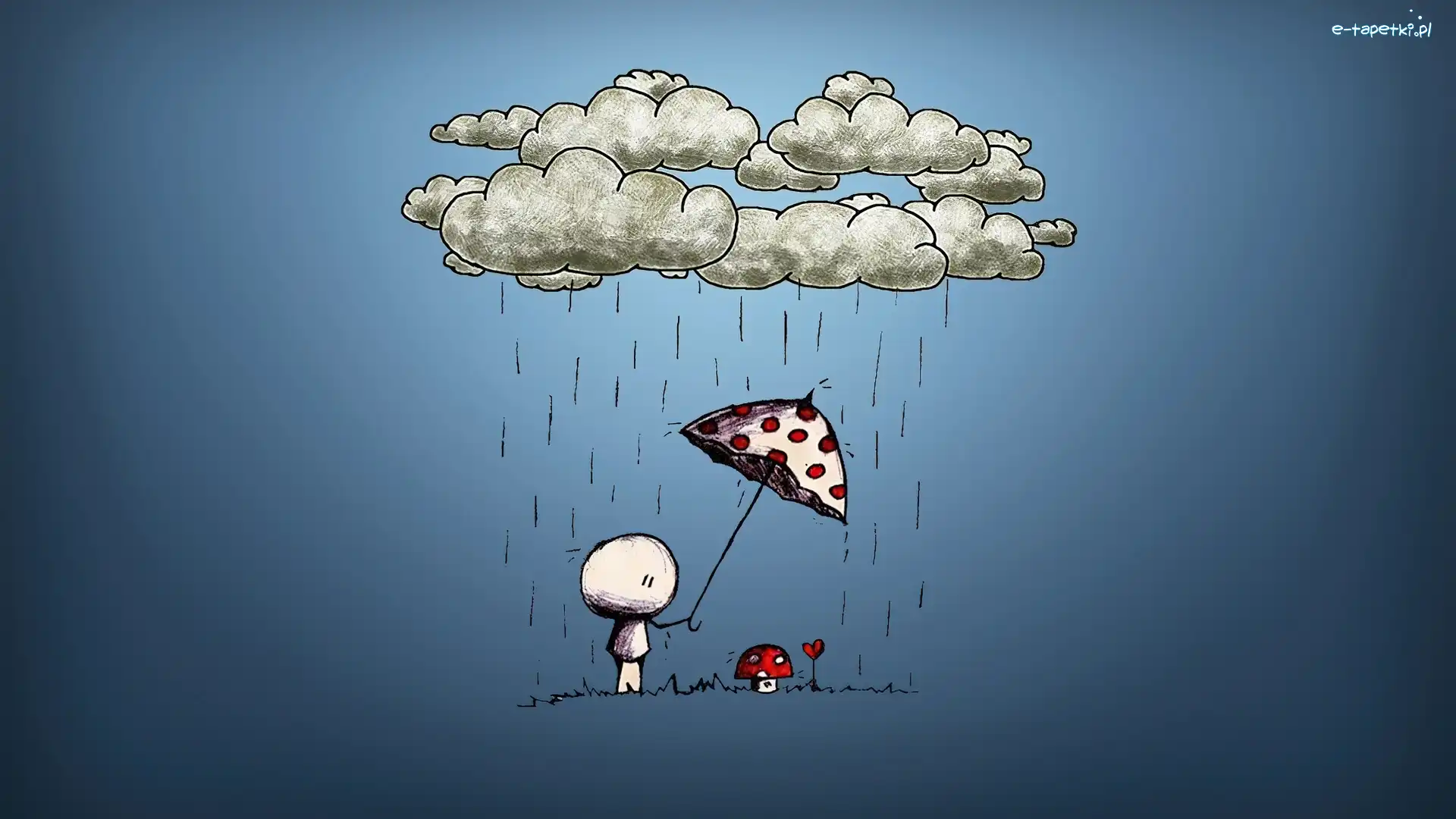 Chmurka, Parasol, Deszcz, Muchomorek
