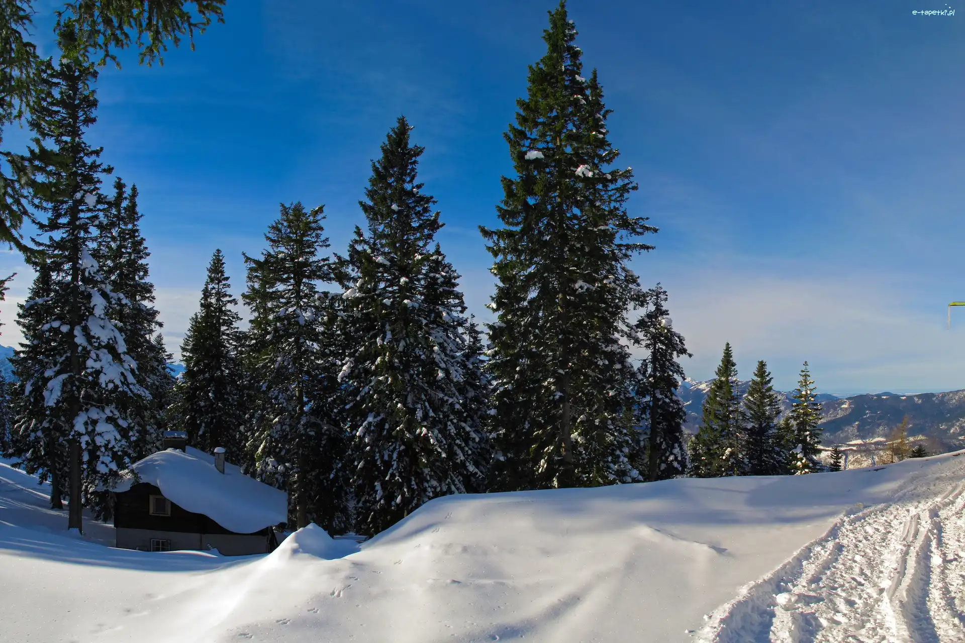 Śnieg, Góry, Domek
