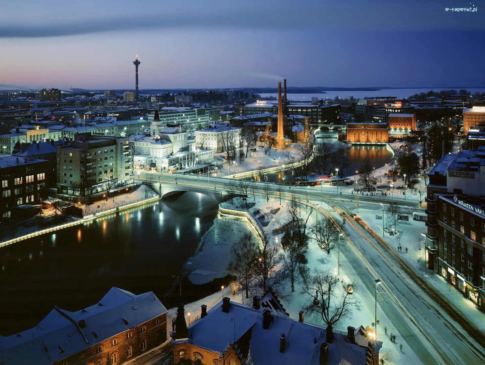 Miasto, Ośnieżone, Ulice, Zima, Tampere, Finlandia