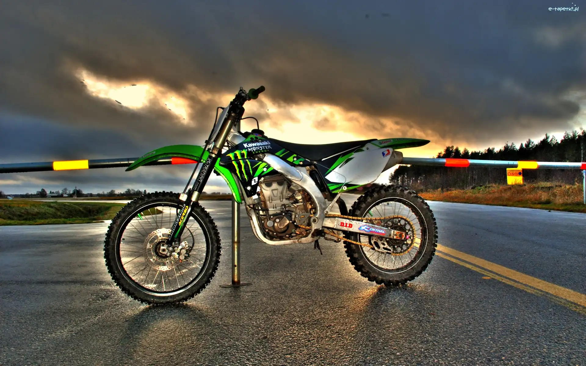 Kawasaki, Droga, Szlaban, Motocykl