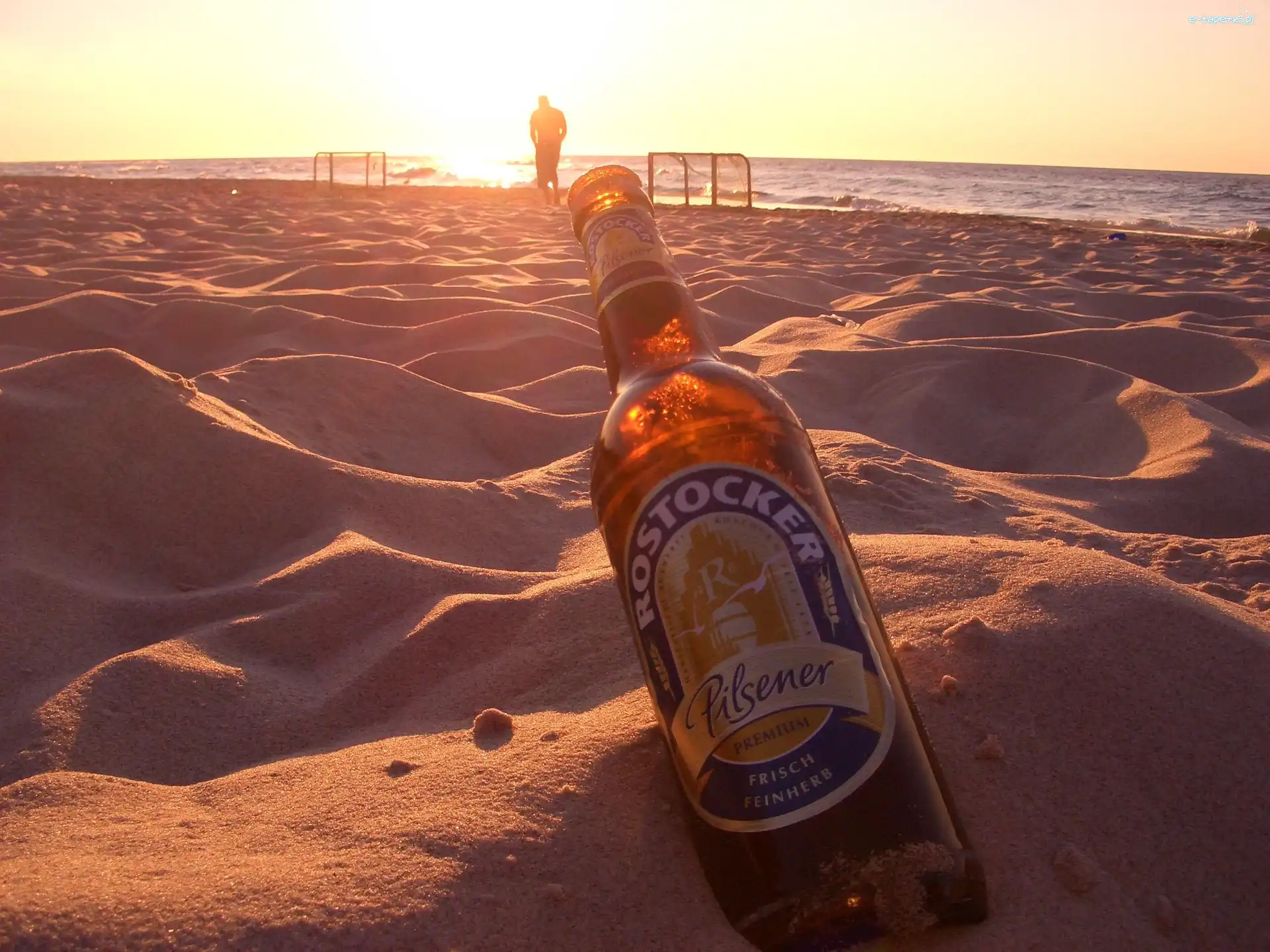 Piwa, Morze, Plaża, Butelka