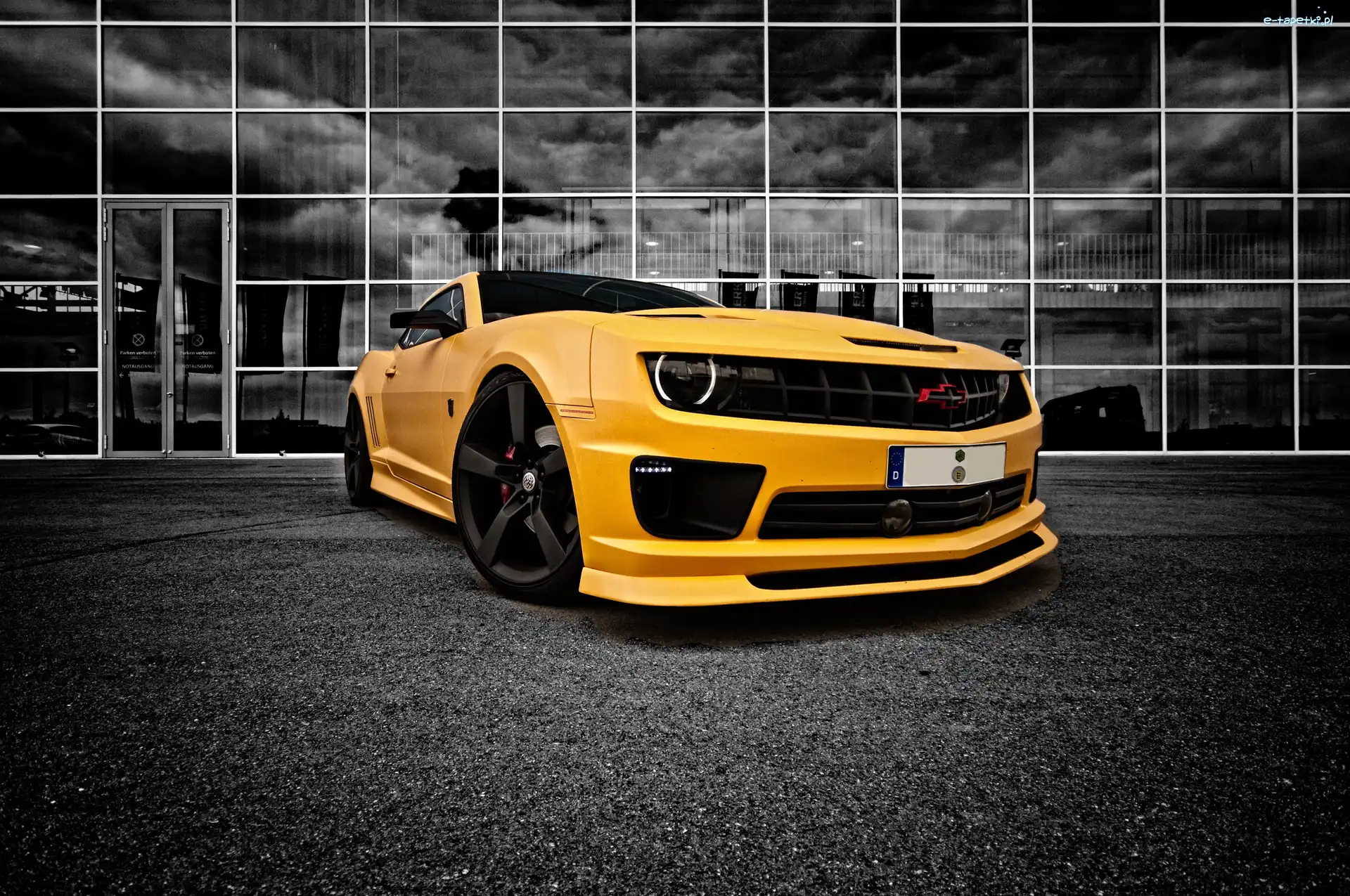 Żółty, Oszklenie, Plac, Chevrolet Camaro