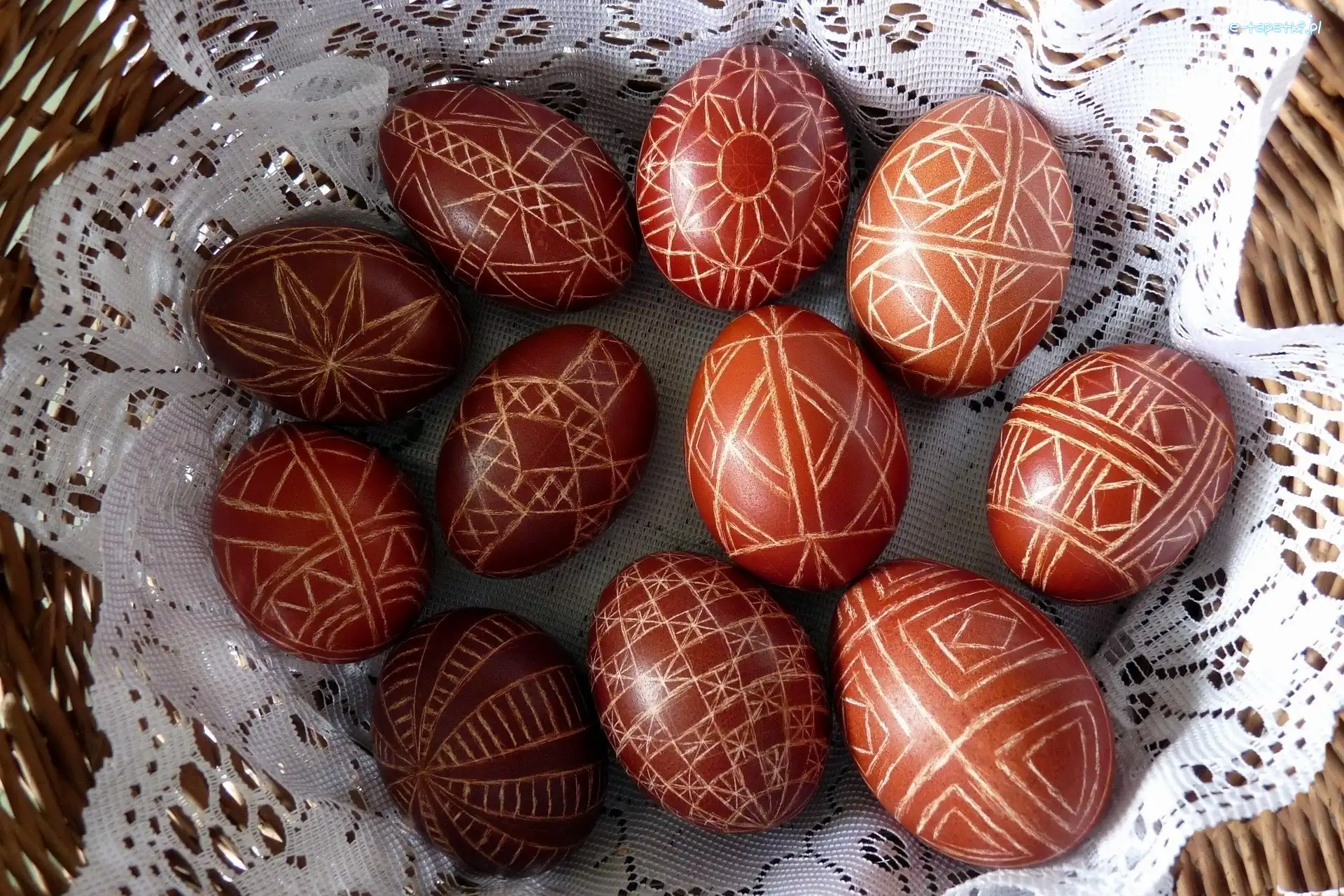 Koronkowa, Jajka, Serwetka, Koszyczek