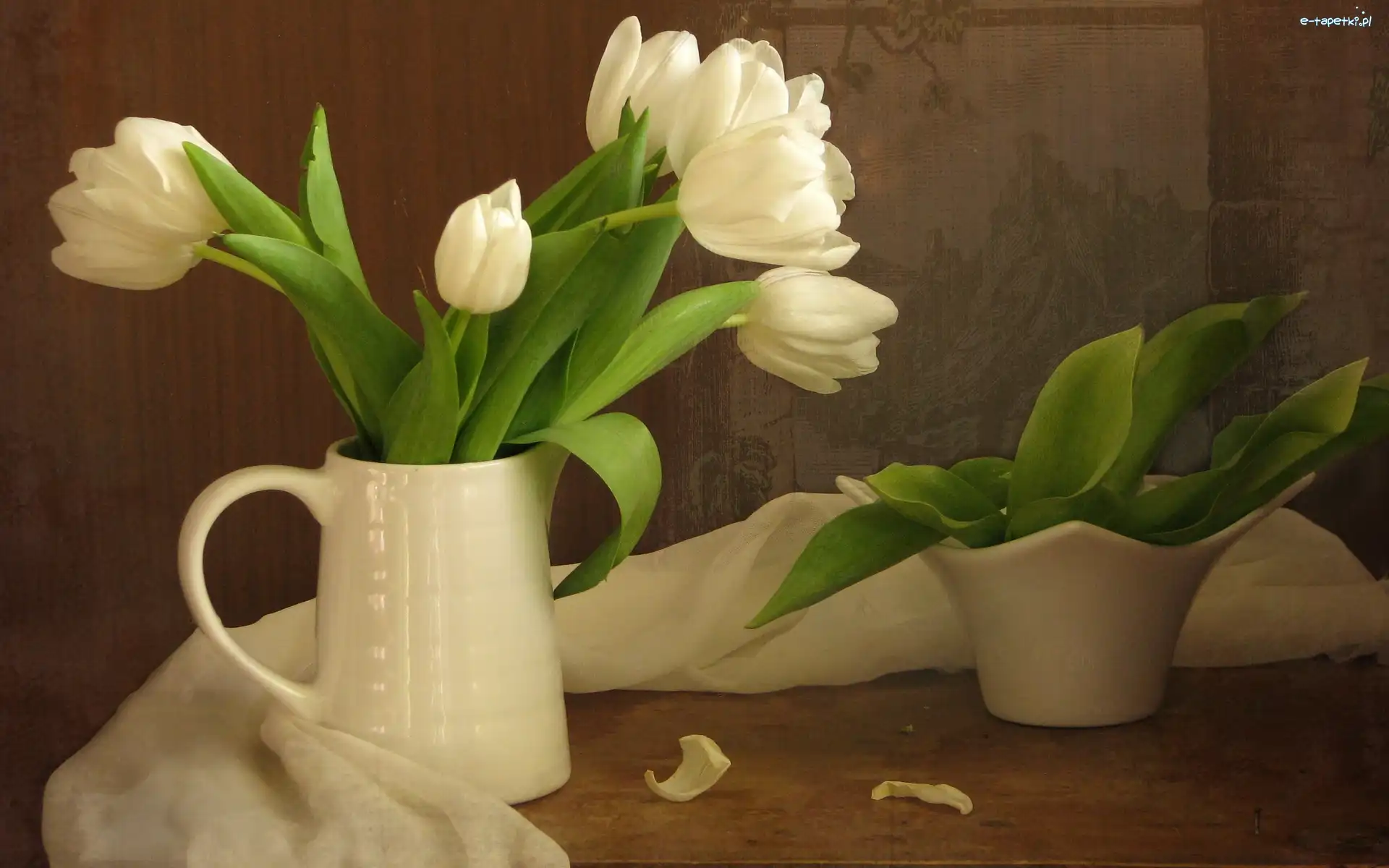 Tulipany, Szal, Porcelana, Białe