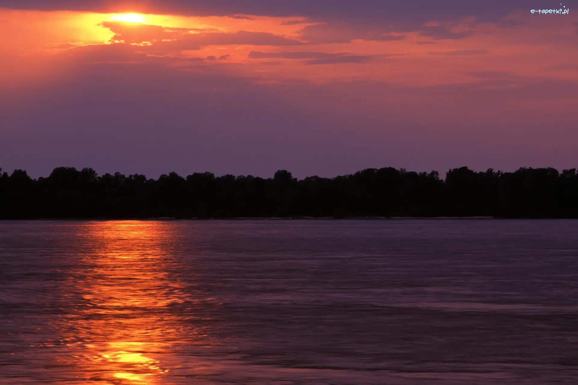 Słońca, Zachód, Jezioro