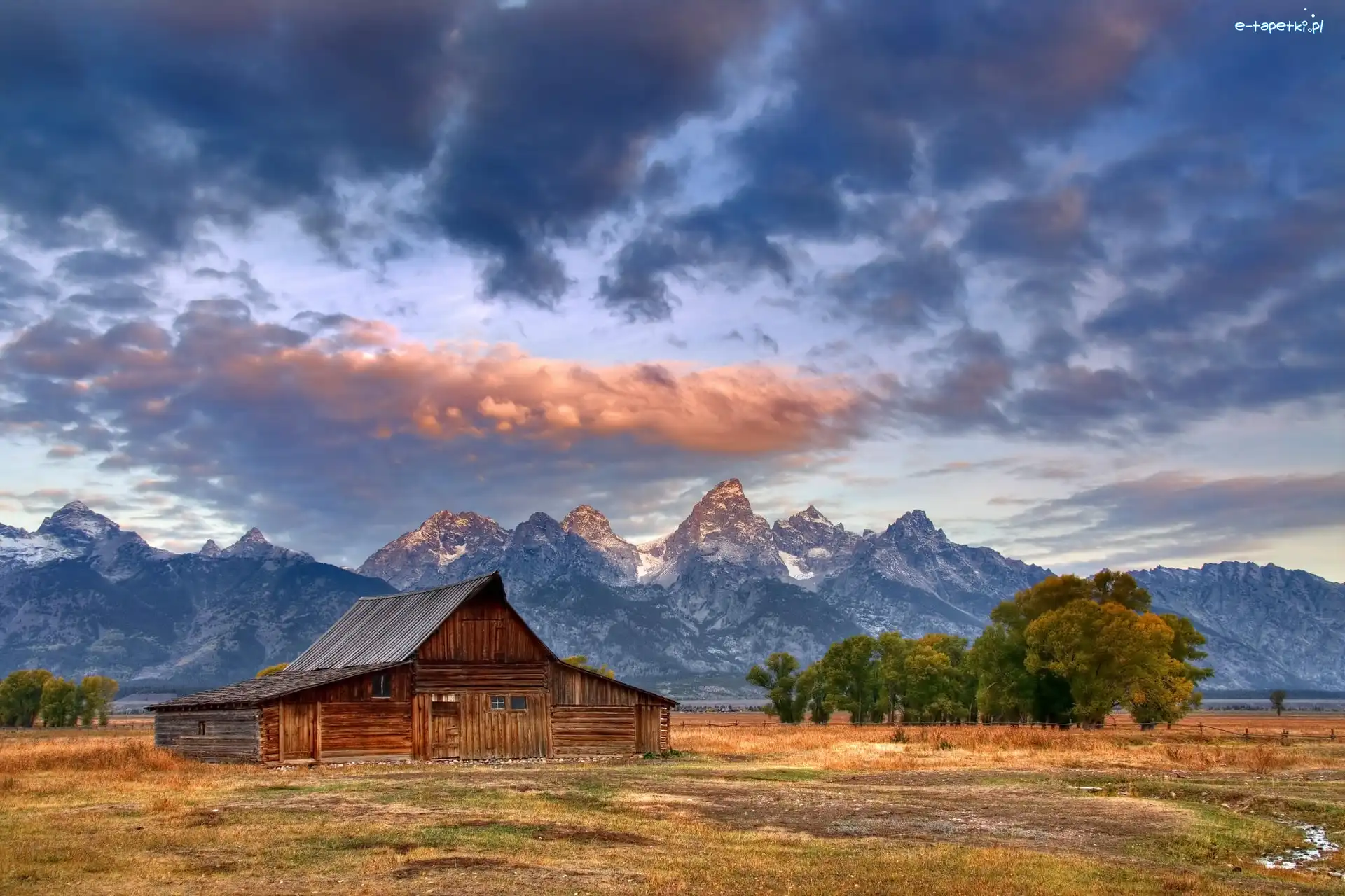 Drewniany, Park Narodowy Grand Teton, Góry Teton Range, Dom, Stan Wyoming, Stany Zjednoczone