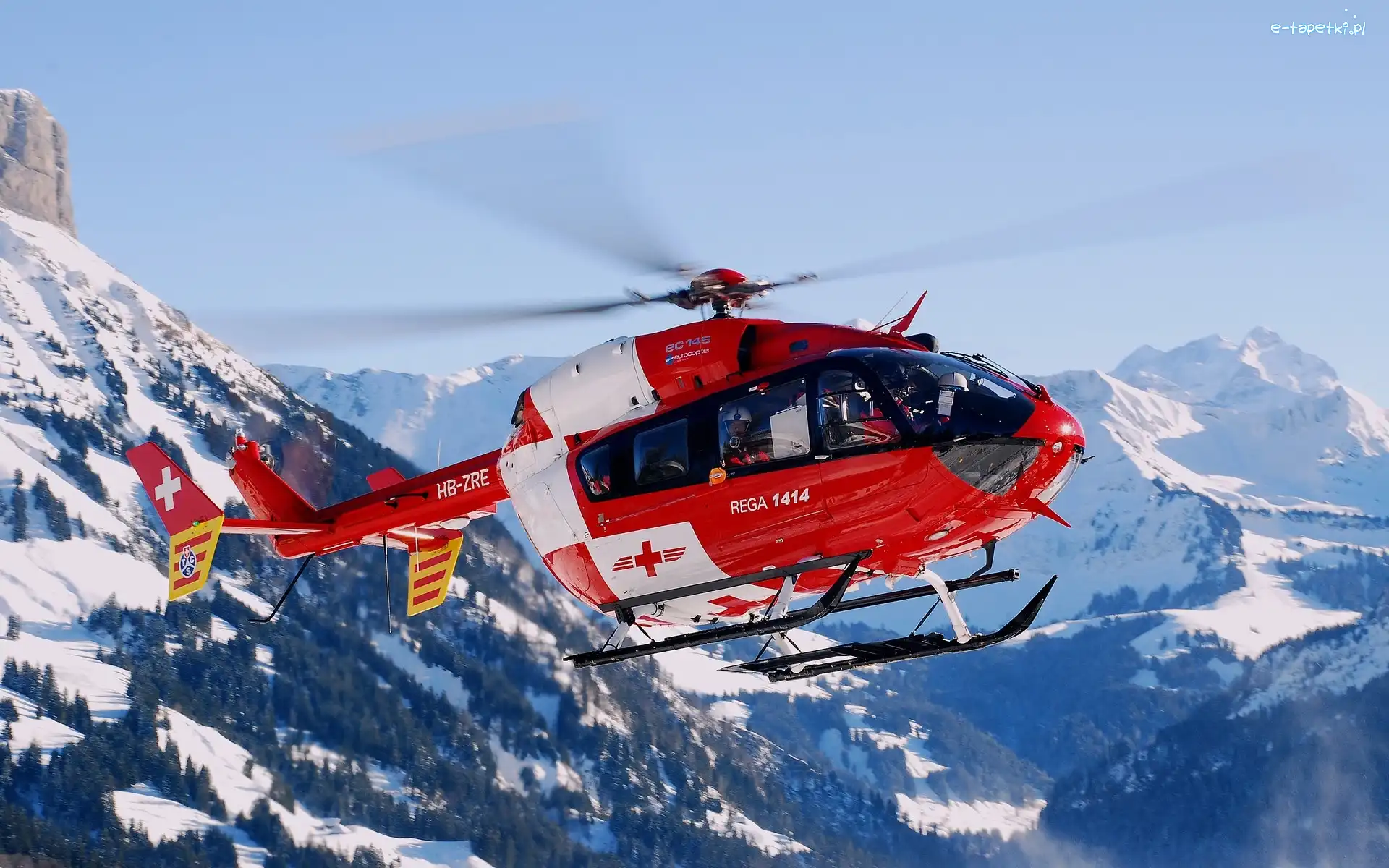 Góry, Zima, Helikopter, Szwajcaria