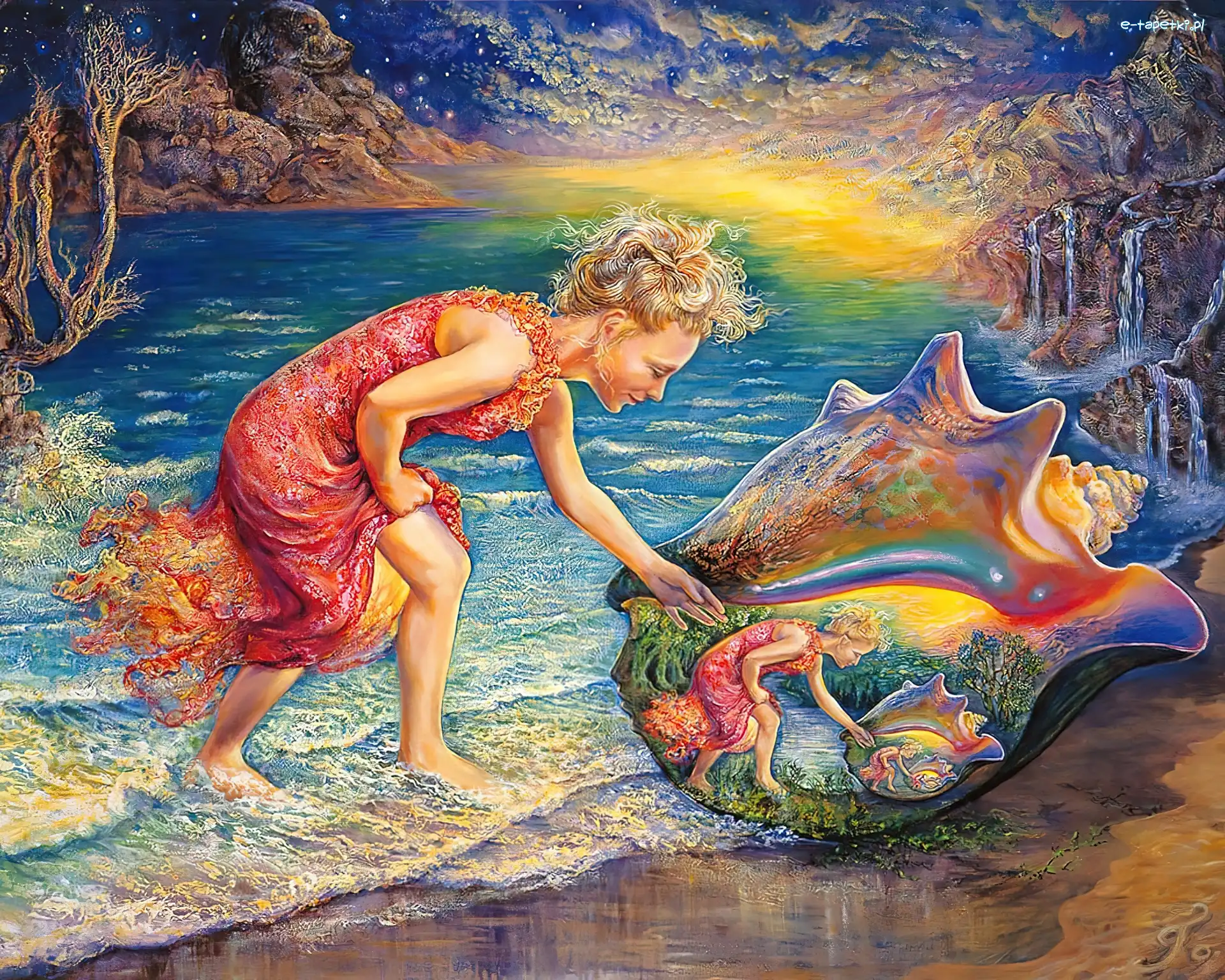 Plaża, Woda, Muszla, Dziewczyna