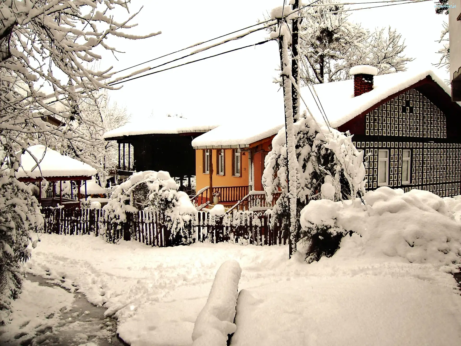 Śnieg, Zima, Dom