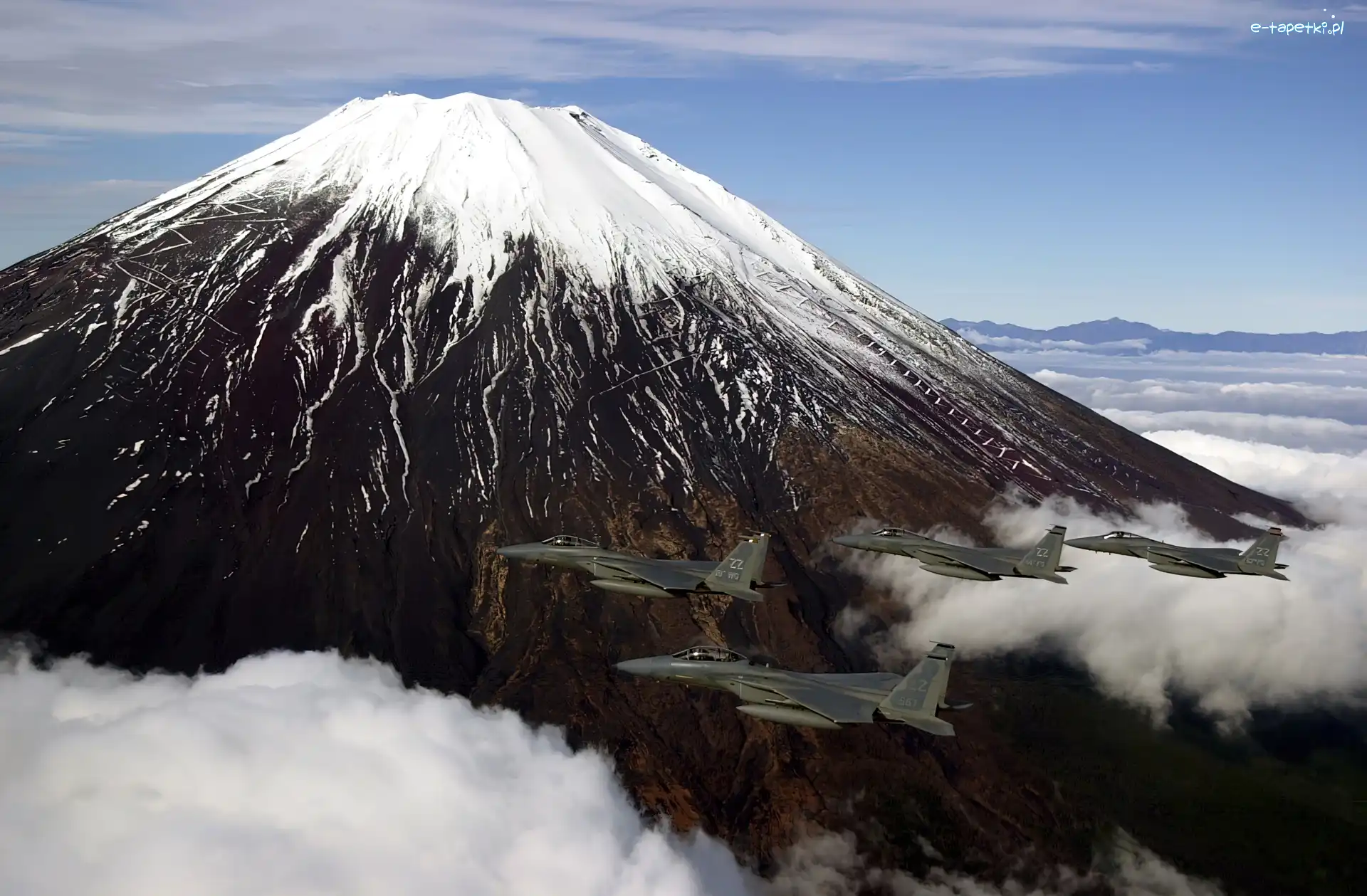 Wulkan, Myśliwce, Fudżi, Japonia, F-22