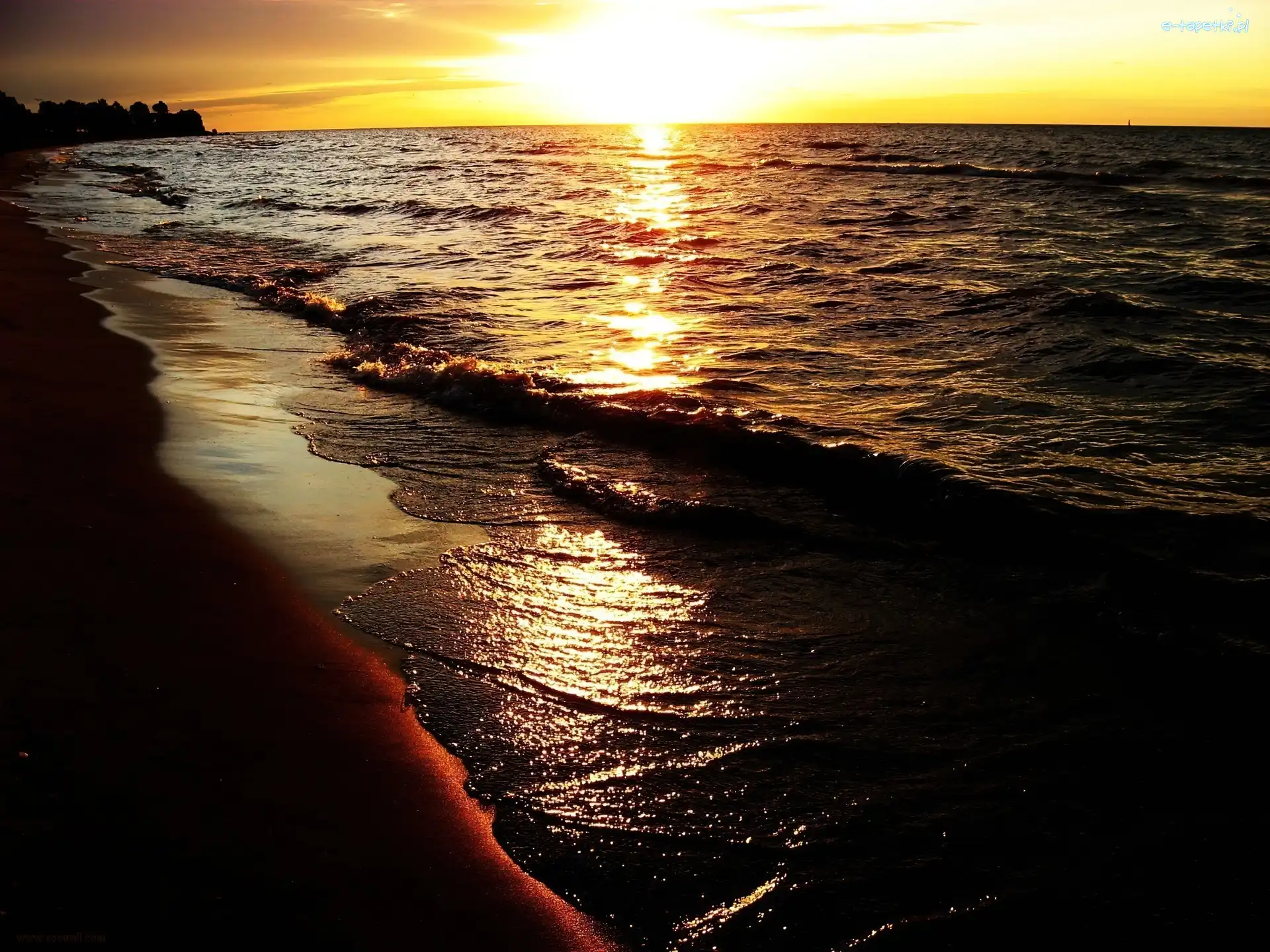 Słońca, Plaża, Morze, Zachód