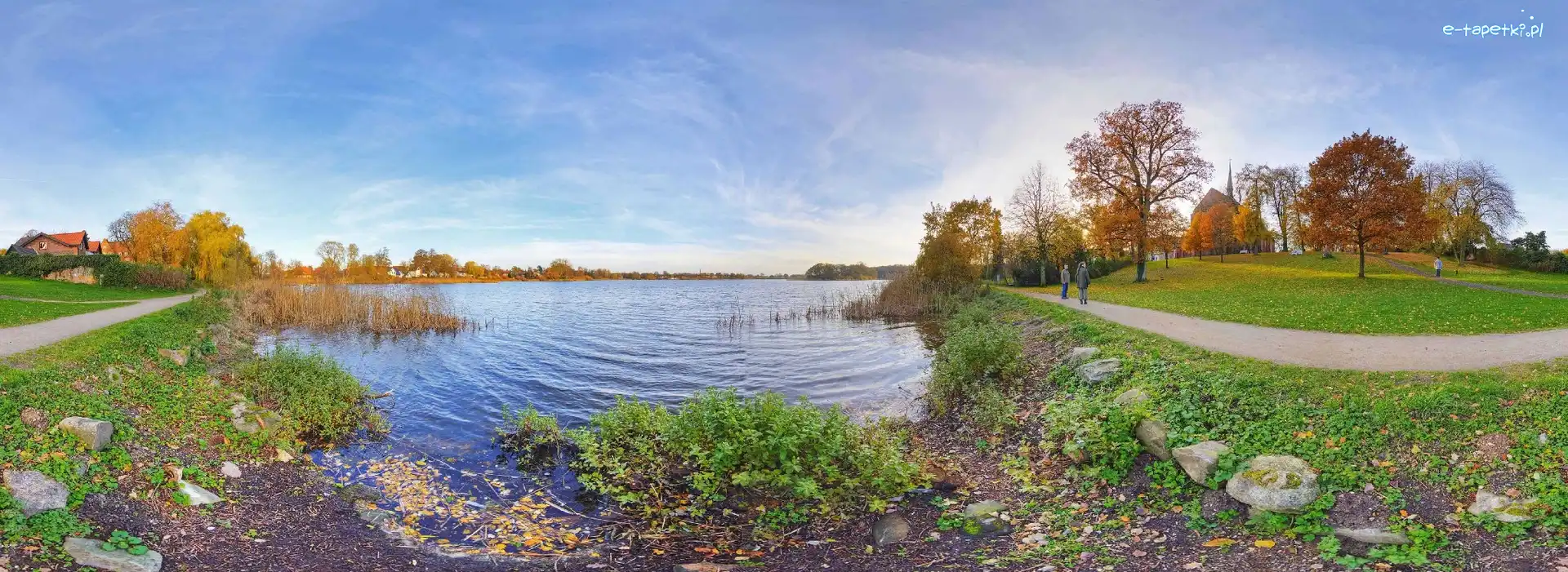 Park, Niebo, Drzewa, Jezioro