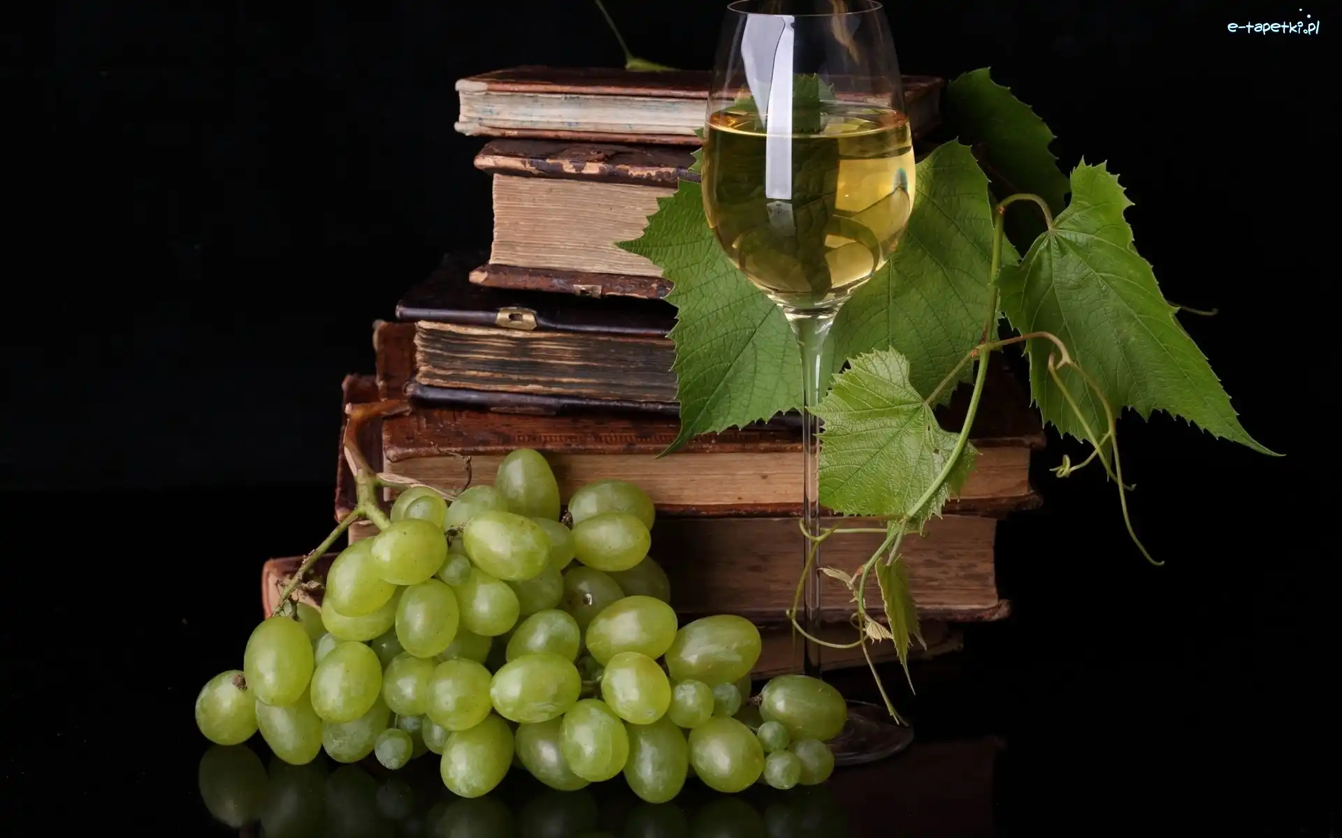 Zielone, Winogrona, Wino, Listki, Książki, Stare