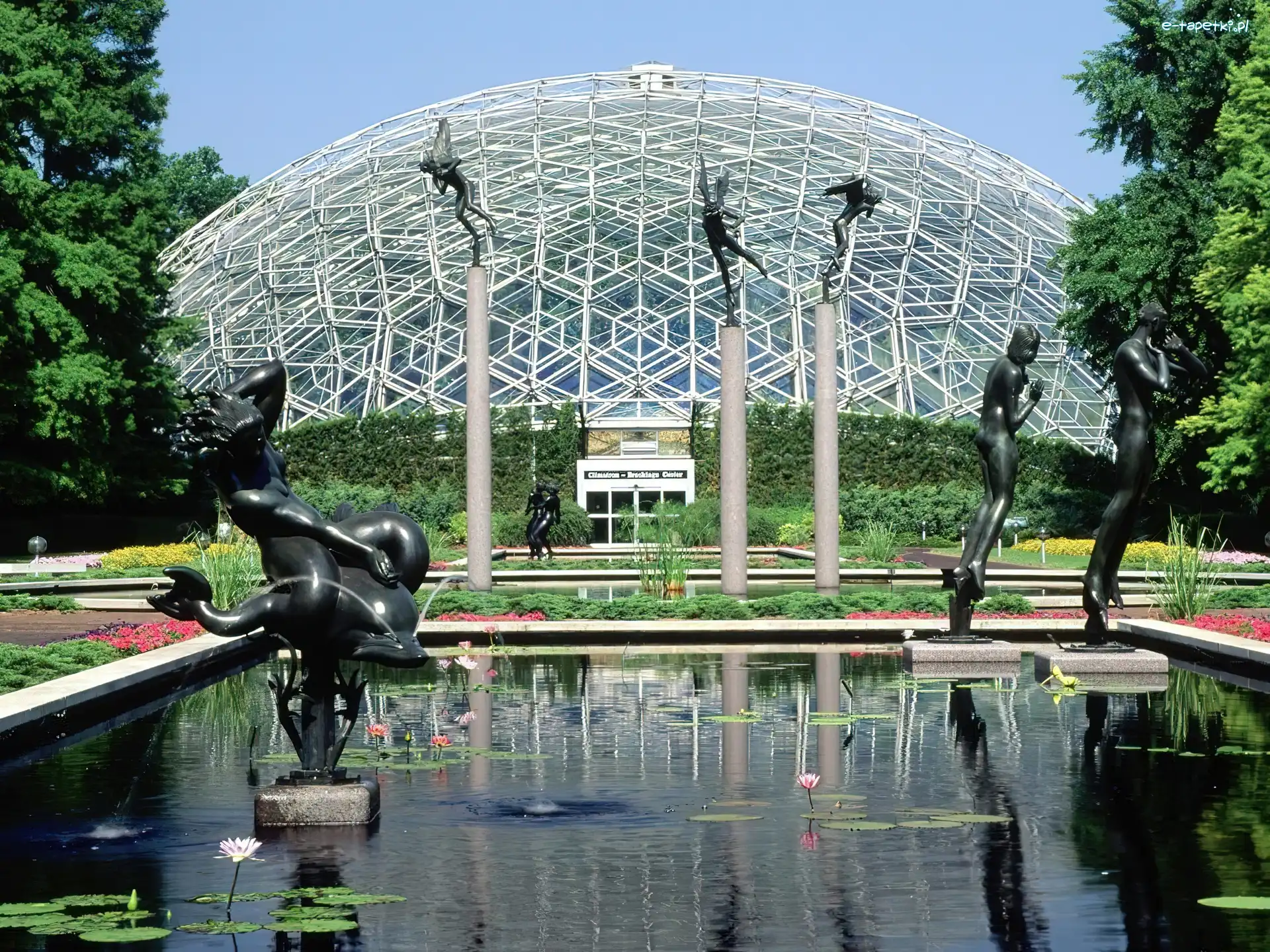 Missouri, Botaniczny, Ogród, Figurki, Basen