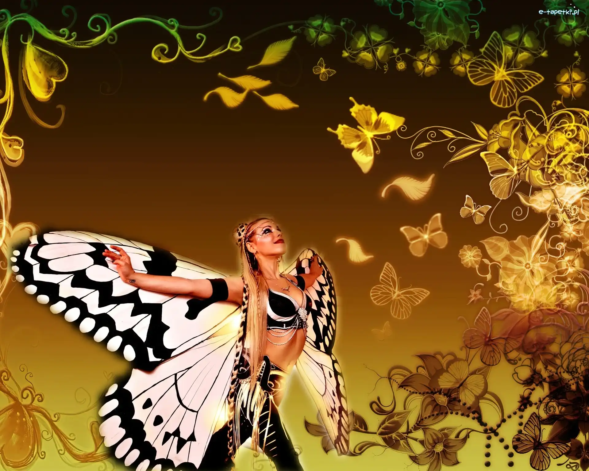 Motyl, Komputerowa, Grafika, Kobieta