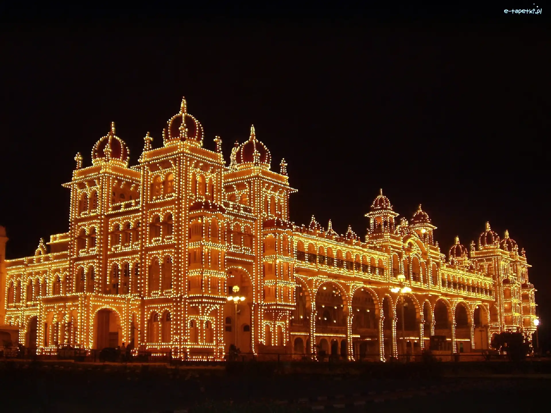 Pałac, Światła, Indie, Mysore